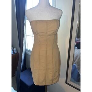 NWT Urban Outfitters Dress Beige Bari Corset Mini strapless S Med Sheer Lined